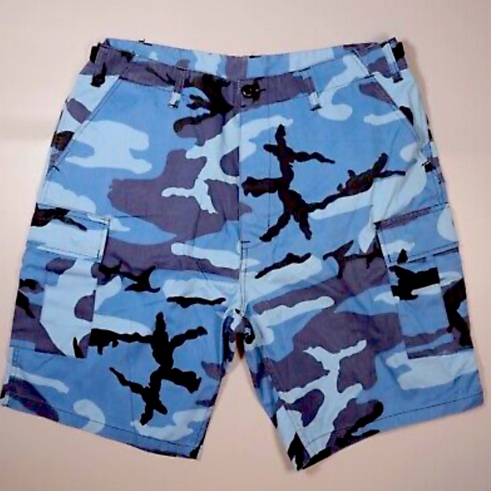 Rothco Ultra Force Blue Camo Cargo Shorts Men’s Size L 35" - 39" Adjustable